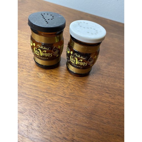 unknown Kitchen Vintage Las Vegas Amber Glass Salt Pepper Shakers Barrels Poshmark